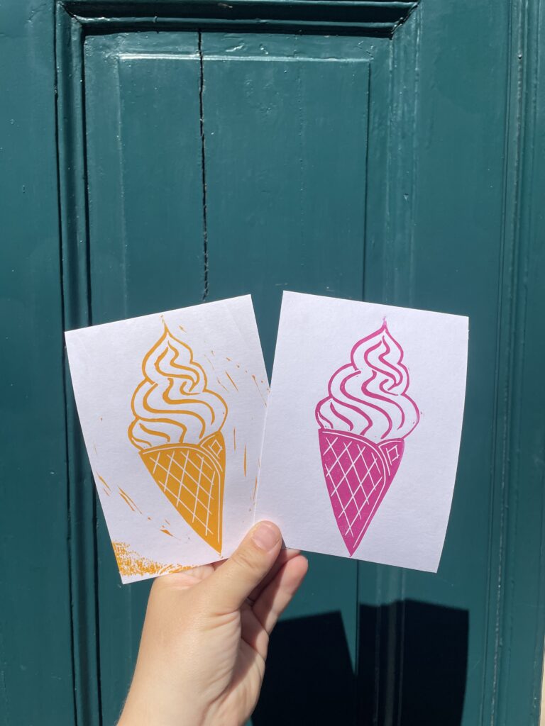 glaces en linogravure