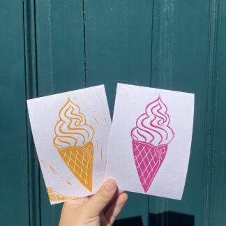 glaces en linogravure